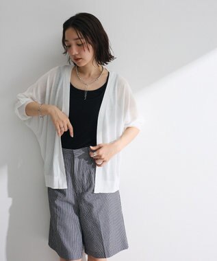 Green Parks 接触冷感七分袖カーディガン Off White