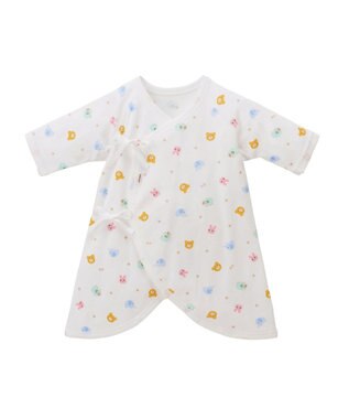 MIKI HOUSE HOT BISCUITS 【50-60cm】 フライス素材の総柄コンビ肌着