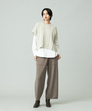 J.PRESS YORK STREET 【WOMEN】コットンニット ケーブルポンチョ ベージュ系