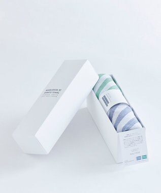 SHINTO TOWEL シマ ハンドタオル ダブル色地 2枚セット シャドウ/フォレスト