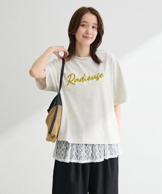 Green Parks さがら刺繍Ｔシャツ Oatmeal