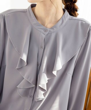 Tiaclasse 【洗える】フリルブラウス グレー