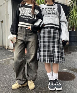 WEGO ラインリブフラッフィーショートニット ライトグレー