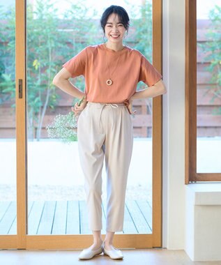 ANY 【UVケア/接触冷感/ウエストゴム】イージケア美脚パンツ テーパード サンドベージュ