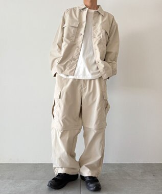 WEGO 【セットアップ対応ITEM】2WAYリップストップカーゴパンツ ベージュ