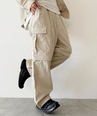 WEGO 【セットアップ対応ITEM】2WAYリップストップカーゴパンツ ベージュ
