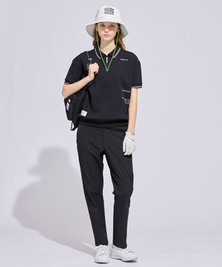 PW CIRCULUS 【WOMEN】ワッフルハーフジップポロ 2026年モデル ゴルフウェア レディース ブラック系
