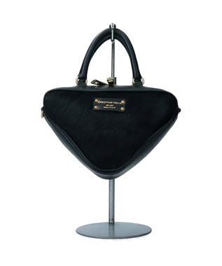 INTER-CHAUSSURES 【Christian Villa】レザーコンビトライアングルミニバッグ ブラックコンビ