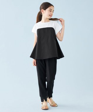 UNFILO 【110-150cm】アソート コンビTシャツ オフ×ブラック[ビスチェコンビ]