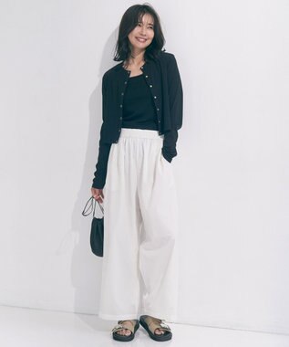 UNFILO 【セットアップ着用可/ウエストゴム】FINE MOVE ギャザーワイドパンツ オフ