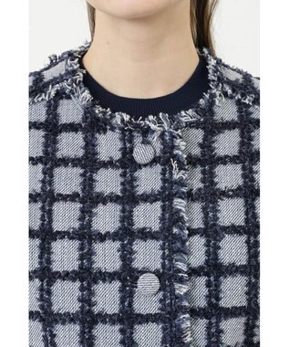 DAKS チェックツイードベスト ネイビー