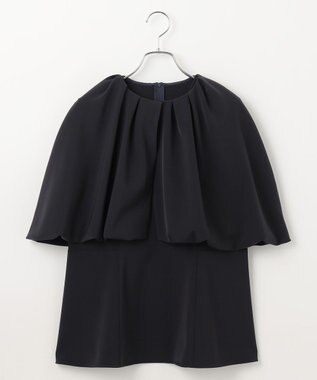 #Newans ＜亀恭子さんコラボ＞取り外し可能ケープ付きペプラムブラウス ネイビー