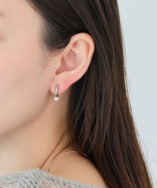 Phoebe 〈痛くないシリーズ/金属アレルギー対応〉ソロパールフープライトフィットイヤリング　シルバー/ニッケルフリー シルバー