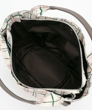 Y'SACCS 総柄プリントミニトートバッグ グレージュ（チェック柄）