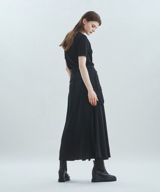 GRACE CONTINENTAL サテンミリタリーロングスカート ブラック