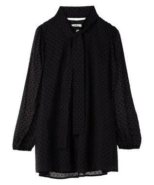 earth music&ecology ドットチュニック丈リボン付きワンピース Dot Black