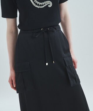 GRACE CONTINENTAL サテンミリタリーロングスカート ブラック