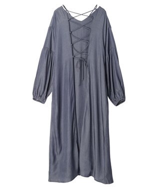 Green Parks ・ｆｕｒｒｙ　ｒａｔｅ　バックレースアップワンピース Light Gray