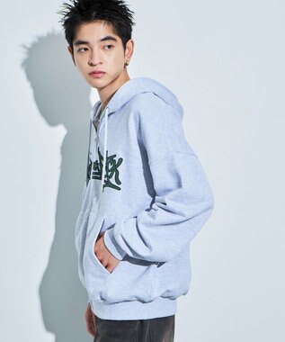 WEGO ワッペンロゴジップパーカー アッシュグレー