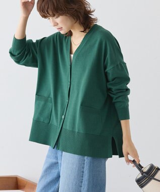 AMERICAN HOLIC 【WEB限定】バイパチVネックルーズカーディガン Green