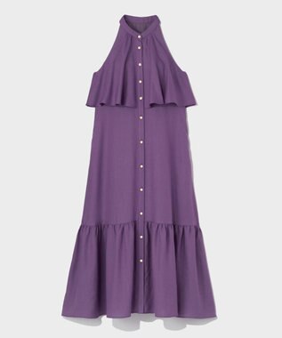 GRACE CONTINENTAL リネンライクホルタードレス パープル