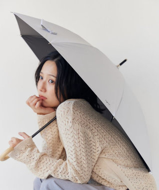 AURORA 【Ungrid（アングリッド）】無地ロゴワンポイントプリント晴雨兼用傘（長傘） ライトベージュ