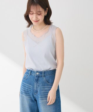 Green Parks ・ＳＵＧＡＲ　ＳＰＯＯＮ　シアー切替タンクトップ Light Gray