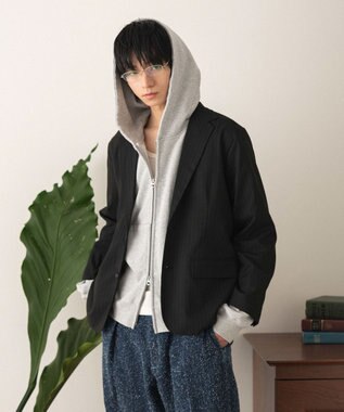 WEGO 【フォーマル/セットアップ対応】シングルテーラードジャケット ブラックストライプ