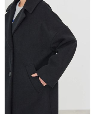 AMERICAN HOLIC 中空ＦＩＢＥＲドロップショルダーチェスターコート Black