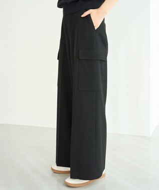 UNFILO ウールライク カーゴワイドパンツ ブラック