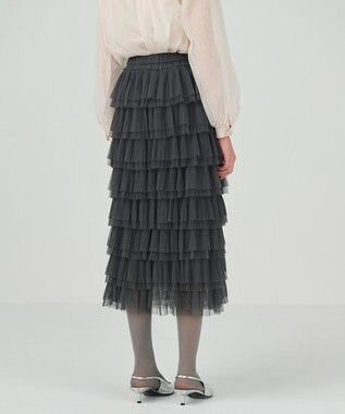 GRACE CONTINENTAL タイトティアードチュールスカート グレー