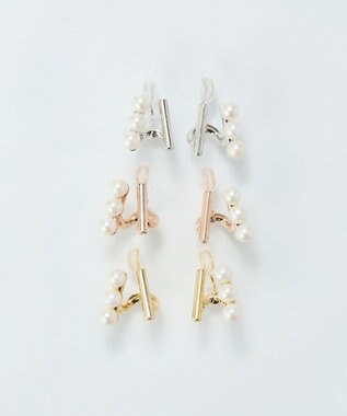 Phoebe 【痛くないシリーズ/金属アレルギー対応】ダブルデコレイトパールライトフィットイヤリング　シルバー シルバー