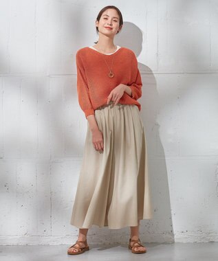 ANY 【ウエストゴム/接触冷感/UVケア】清涼リネンスカーチョ ライトモカ