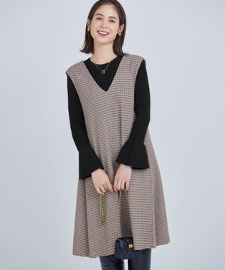 組曲 チドリツイル ジャンパーワンピース グレーブラウン系3