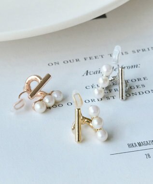 Phoebe 【痛くないシリーズ/金属アレルギー対応】ダブルデコレイトパールライトフィットイヤリング　シルバー シルバー