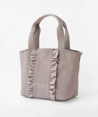 TOCCA 【A4サイズ対応】RIBBON FRILL CANVASTOTE キャンバストートバッグ グレージュ系