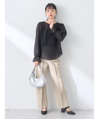 earth music&ecology キャンディースリーブシアーブラウス Black