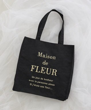 Maison de FLEUR リボンレースブランドロゴ刺繍スクエアトート