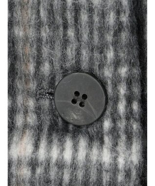 Green Parks コクーンシルエットチェックシャギーコート Black