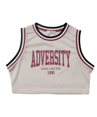 WEGO ロゴプリントメッシュタンク ホワイトアイボリー