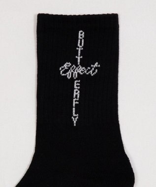 WEGO クロスロゴデザインソックス ブラック