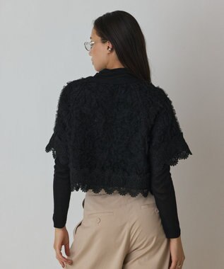 GRACE CONTINENTAL フラワー刺繍ニットカーディガン ブラック