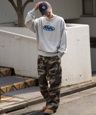 WEGO 【ユニセックス着用ITEM】ショートカラーステッチサガラロゴプルオーバー 杢グレー