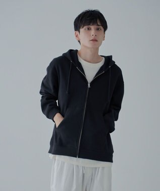 WEGO 【ユニセックス着用ITEM/SMLサイズ展開】リラックスフィットダブルZIPパーカー ブラック