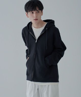 WEGO 【ユニセックス着用ITEM/SMLサイズ展開】リラックスフィットダブルZIPパーカー ブラック