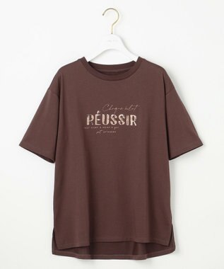 ANY SIS 【洗える】ロゴ刺繍 Tシャツ ブラウンスパンコール