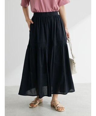 Green Parks ティアードロングスカート Black