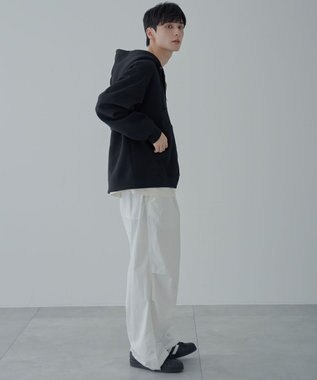 WEGO 【ユニセックス着用ITEM/SMLサイズ展開】リラックスフィットダブルZIPパーカー ブラック