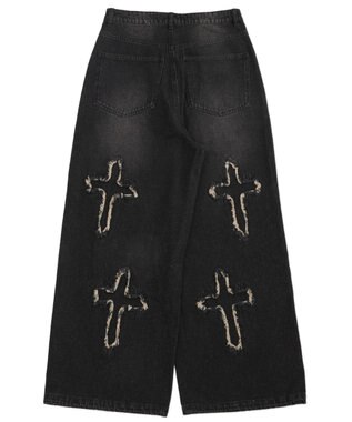 WEGO 【ユニセックス着用ITEM】フリンジデニムパンツ 柄4