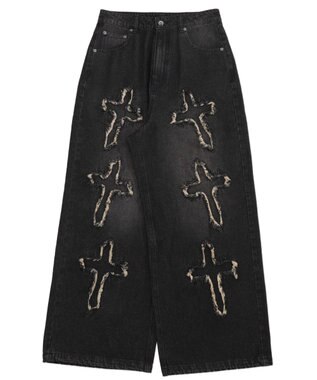 WEGO 【ユニセックス着用ITEM】フリンジデニムパンツ 柄4